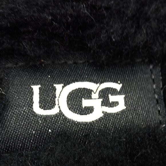 UGG Australia Pearle Cozy Genuine Shearling Scuff Slippers In Black Sz 8 - Picture 4 of 7